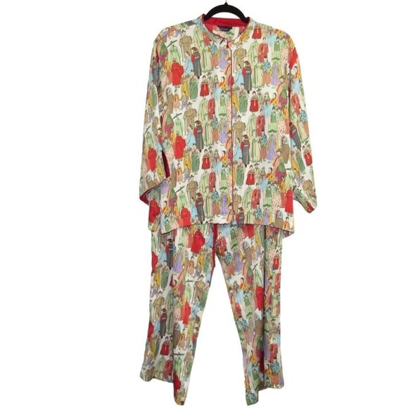 Natori Women's Dynasty Pajama Set in Red Print - Picture 6 of 9